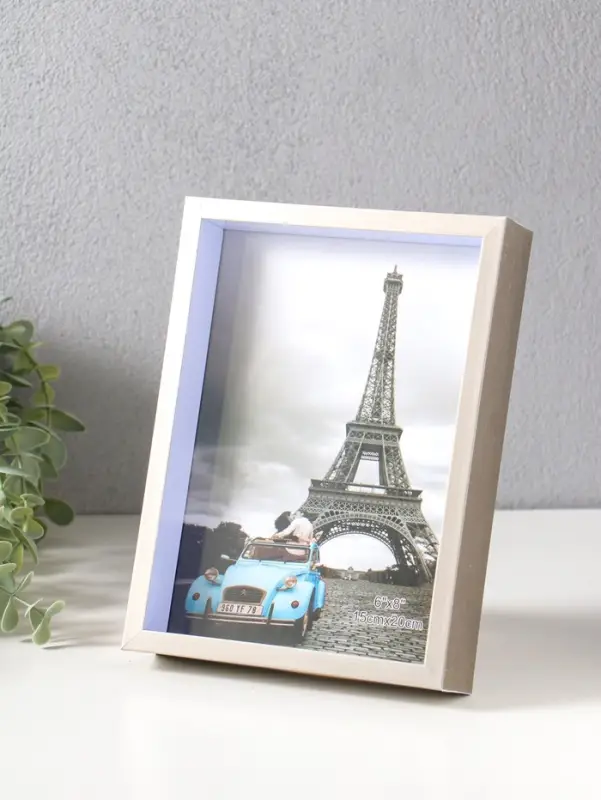 Фоторамка пластик 15х20 см "Ламберто" серебро с белым 21х16х3,5 см