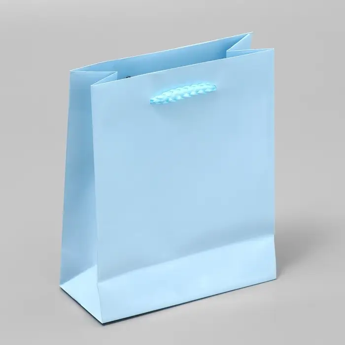 Пакет подарочный ламинированный, упаковка, «Голубой», S 12 х 15 х 5.5 см