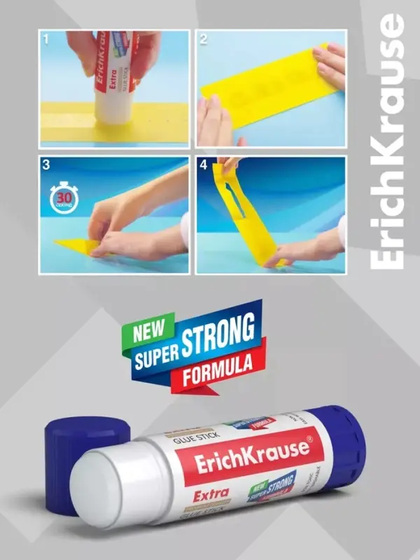 Клей-карандаш, ErichKrause Extra, PVP, усиленная формула, 21 г