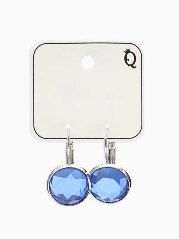 Серьги со стразами &laquo;Яркая классика&raquo;, в обрамлении, тёмно-синие в серебре, d=1.6 см