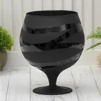 Ваза для цветов &laquo;Валентайн-лабиринт&raquo; бренди бокал на ножке, 2 л, h=20 см, стекло, чёрная