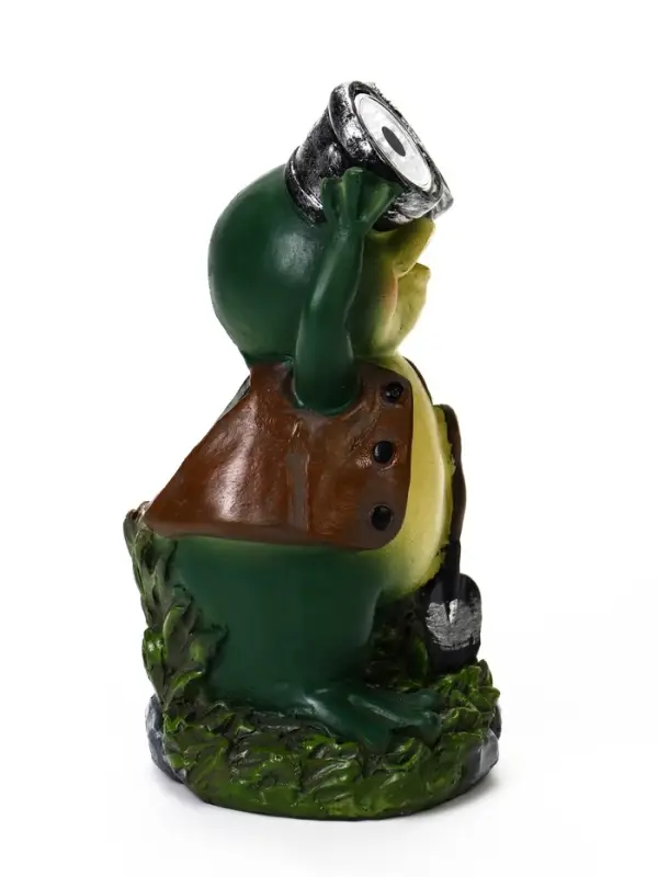 Садовая фигура - фонарь из полистоуна &laquo;Лягушонок с биноклем&raquo;, 8&times;7&times;15 см