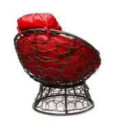 Кресло садовое &laquo;Папасан мини&raquo;, 77&times;81&times;68 см, с искусственным ротангом, коричневое, с красной подушкой