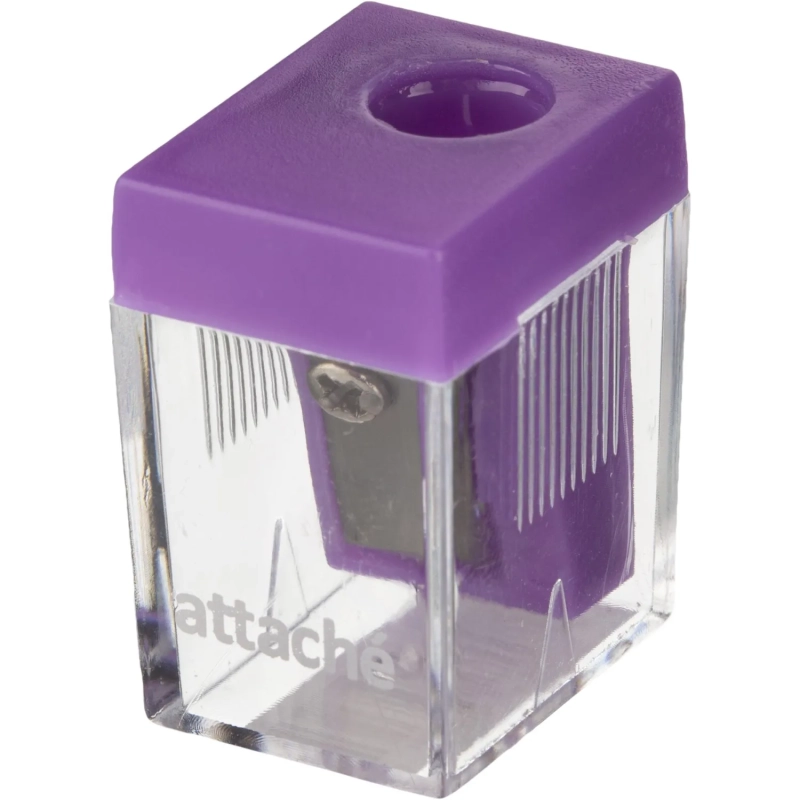 Точилка на 1 отв, прямоугольн.,c прозр.контейнером, ассорти