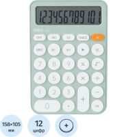 Калькулятор настольный КОМП. Deli EM124, 12-р, батар., 158х105мм, зеленый