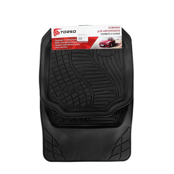 Коврики автомобильные TORSO, резина, 70х50 см, 50х49 см, черный, набор 4 шт Коврики автомобильные TORSO, резина, 70х50 см, 50х49 см, черный, набор 4 шт