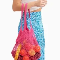 Сумка-авоська хозяйственная, клетка 1.5 см, розовая