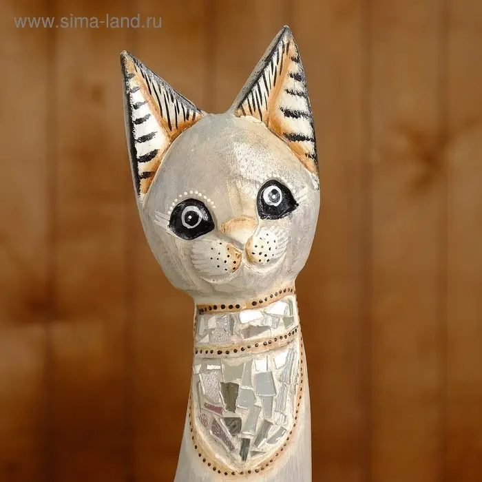 Сувенир дерево "Кошка в зеркальном галстуке" 60х15х5 см