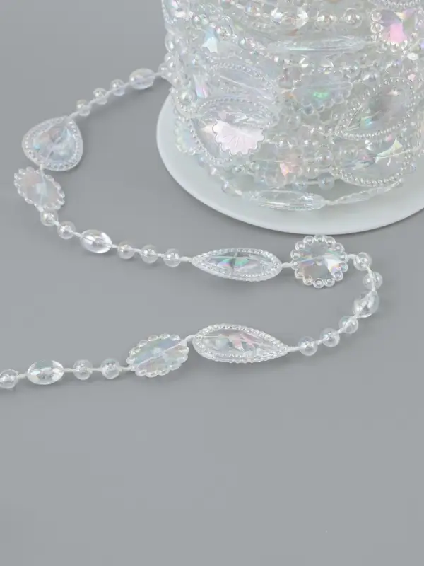 Бусы на нитях, с голографией, 15 мм, 9&plusmn;1 м, прозрачные