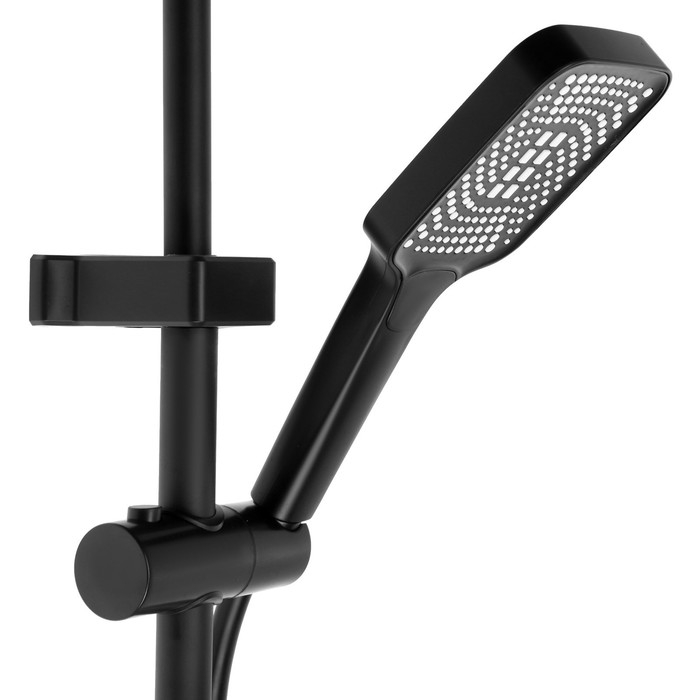 Душевая система ZEIN Z3897, верхняя и ручкая лейка, ПВХ шланг, экран температуры, черная Душевая система ZEIN Z3897, верхняя и ручкая лейка, ПВХ шланг, экран температуры, черная