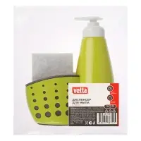 VETTA Диспенсер для мыла с губкой в комплекте, пластик, 16х7х19см