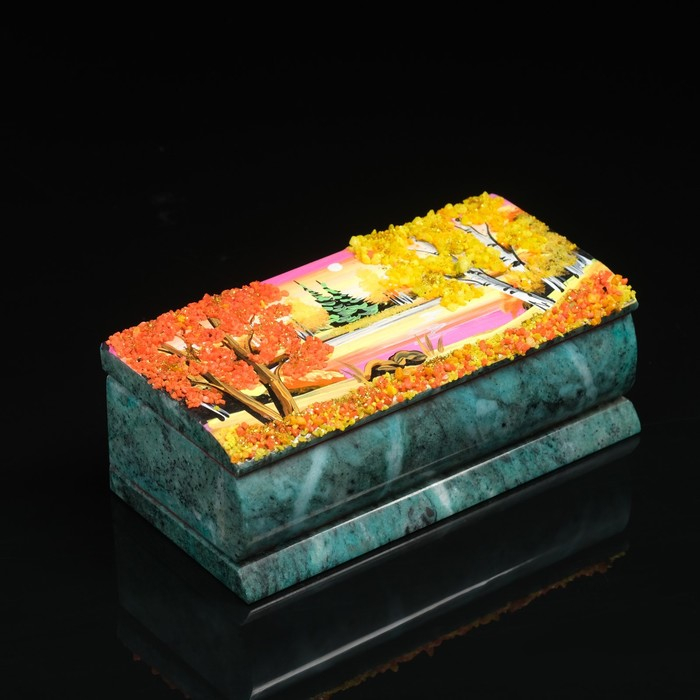 Ларец Ларец "Осень" 15х7х5,5 см, каменная крошка, змеевик