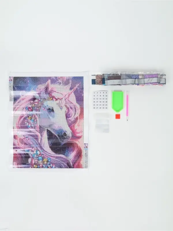 Алмазная мозаика с полным заполнением на холсте &laquo;Драгоценный единорог&raquo;, 30&times;40 см