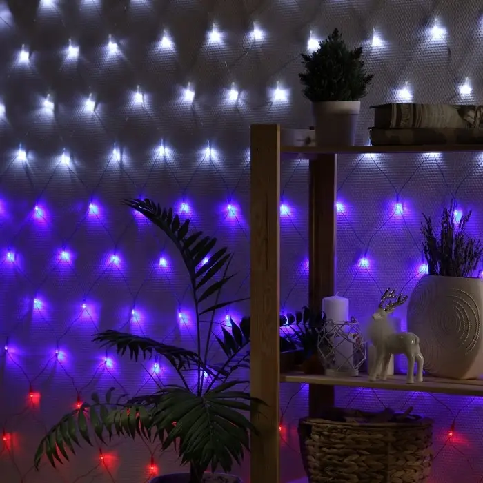 Гирлянда &laquo;Сеть&raquo; 1.6&times;1.6 м, IP20, прозрачная нить, 144 LED, свечение &laquo;Флаг России&raquo;, 220 В