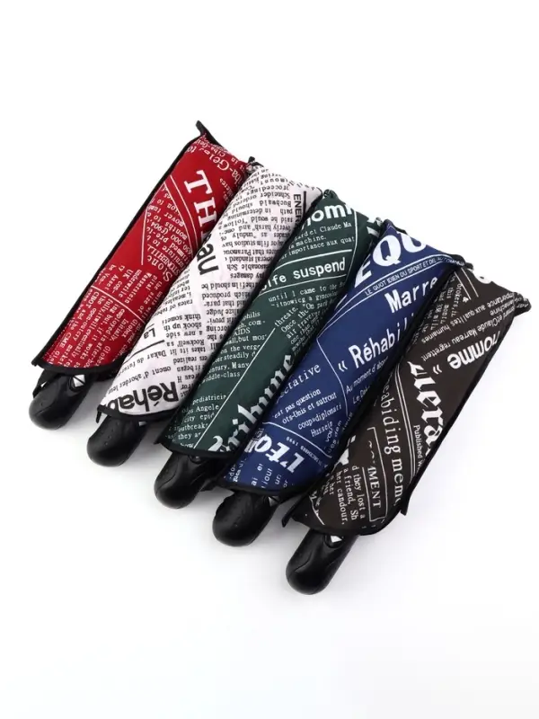 Зонт автоматический &laquo;Надписи&raquo;, эпонж, 3 сложения, 8 спиц, R=48/55 см, d=96 см, МИКС