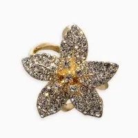 Кольцо для платка &laquo;Цветок Лилии&raquo;, белое в золоте