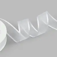 Лента декоративная, капроновая/атласная, 20 мм, 18&plusmn;1 м, белая