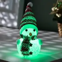 Ёлочная игрушка &laquo;Красный снеговичок&raquo;, 8 см, 1 LED, от батареек AG13&times;3, свечение мульти (RGB)