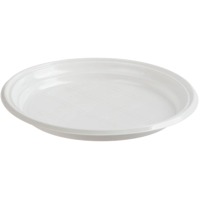 Тарелка одноразовая d-205мм, белая, бюджет, КОМУС ПС 100шт/уп