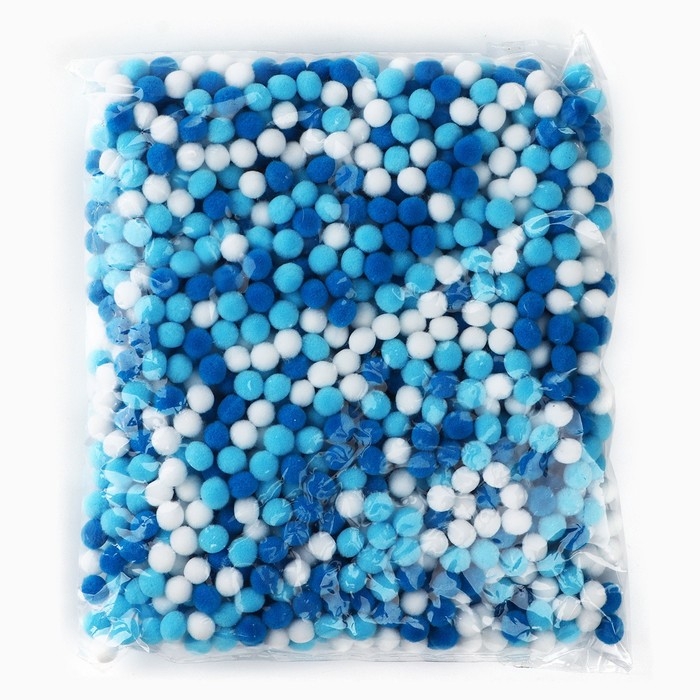 Набор текстильных деталей для декора. Помпоны для творчества &laquo;Голубые Микс&raquo;, 55 гр