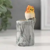 Фигурка - подставка для зубочисток керамика &laquo;Филин на пне&raquo;, 3.7&times;4.5&times;8 см