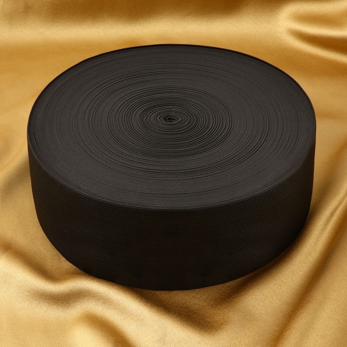 Резинка вязаная, 80 мм, 40 ± 2 м, цвет чёрный Резинка вязаная, 80 мм, 40 ± 2 м, цвет чёрный