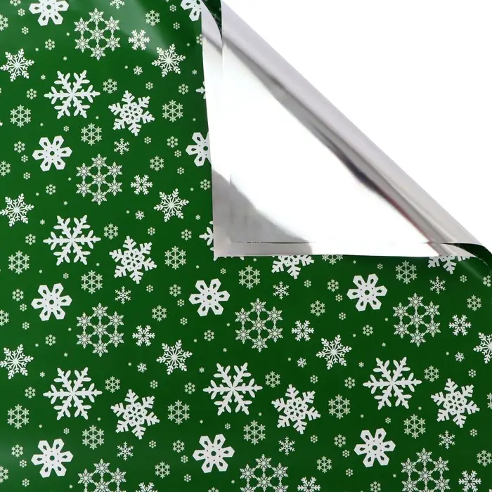 Пленка упаковочная для подарков, металлизированная, 35 мкм "Снежинки“, 50×70 см