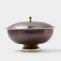 Блюдо глубокое с крышкой &laquo;Жемчуг&raquo;, 27&times;27&times;19 см, нержавеющая сталь, покрытие антик