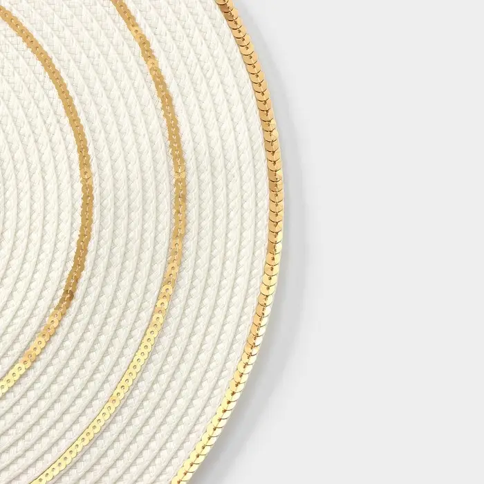 Салфетки сервировочные на стол Доляна, 4 шт., d=38 см, белые с золотым узором