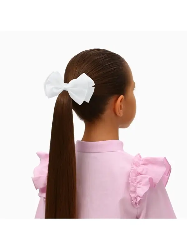 Бант для волос на резинке &laquo;Школьница&raquo;, блеск галант, 8&times;4 см, белый