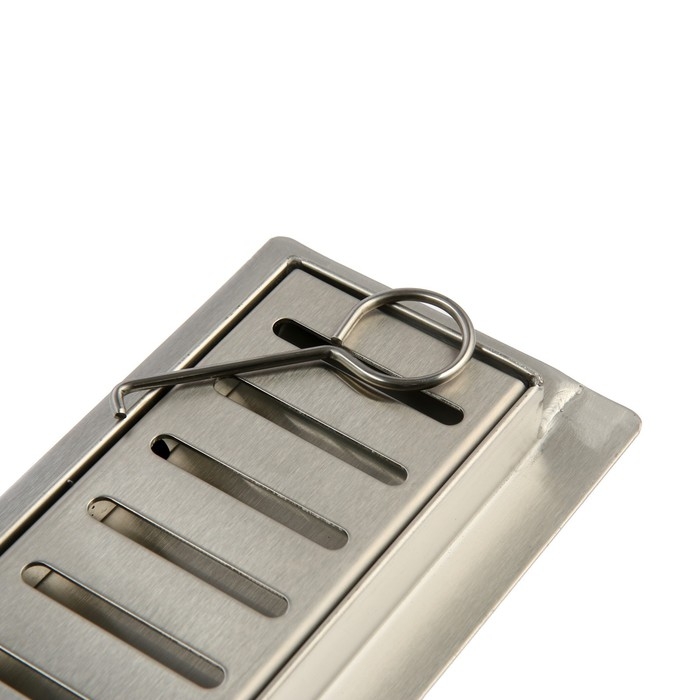 Трап ZEIN engr, c флaнцeм свободного вращ 360°, 7*40 см, d=40/50 мм, нерж сталь, сатин