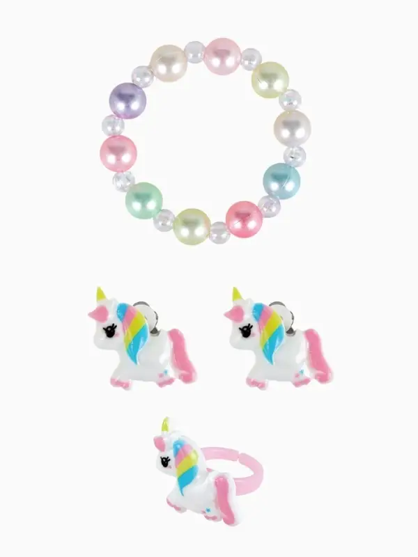 Набор детский &laquo;Выбражулька. Единорог&raquo;, 3 предмета: клипсы, браслет d=5 см, кольцо, цветной