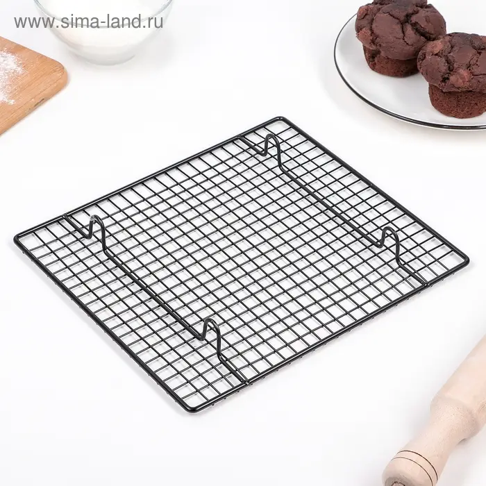 Решётка для глазирования и остывания кондитерских изделий KONFINETTA, 26&times;23&times;3 см, металл, чёрная