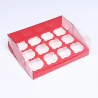 Кондитерская складная коробка для 12 капкейков 31×23.5×10 см, красная