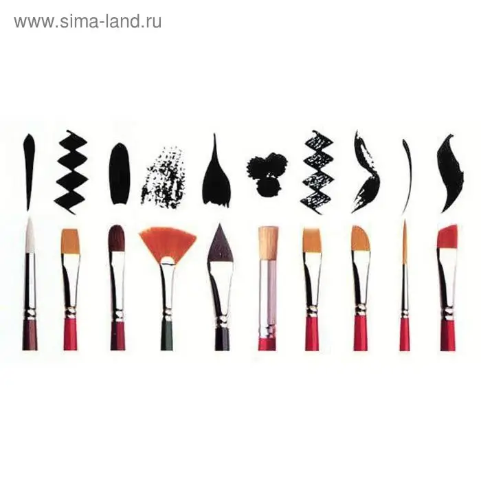 Кисть Кисть "Сонет" №10, щетина, плоская, длинная ручка, d=17 мм