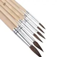 Набор кистей для рисования, белка, 6 штук: № 2, 4, 6, 8, 10, 12, Calligrata, круглые, деревянная ручка, международный размер