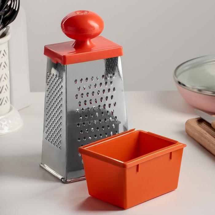 Тёрка «Комфорт», 4 грани с контейнером 450 мл и круглой ручкой, 11×8,5×28 см, цвет МИКС Тёрка «Комфорт», 4 грани с контейнером 450 мл и круглой ручкой, 11×8,5×28 см, цвет МИКС