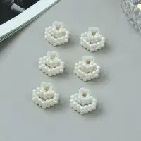 Крабики для волос Выбражулька &laquo;Авена&raquo;, сердце, 2.5 см, набор 6 шт., белые