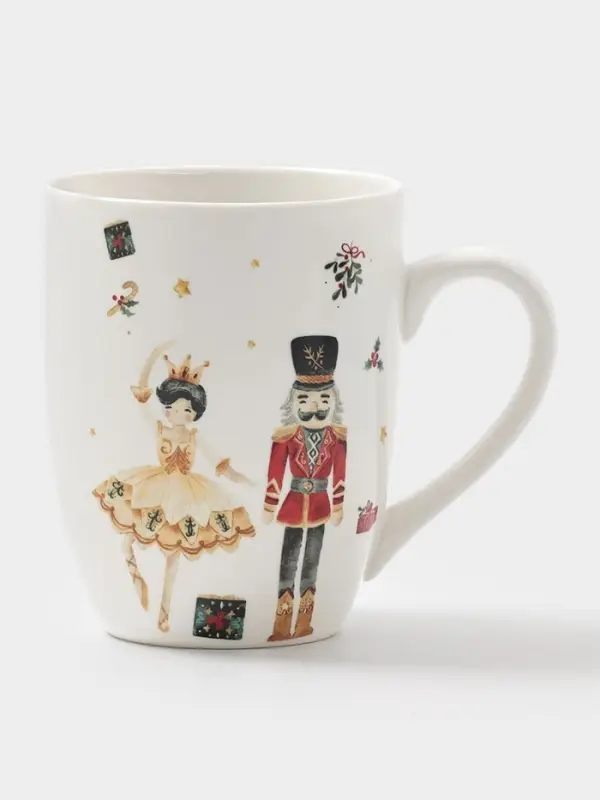 Кружка новогодняя Доляна «Щелкунчик», 330 мл, фарфор, белая Кружка новогодняя Доляна «Щелкунчик», 330 мл, фарфор, белая