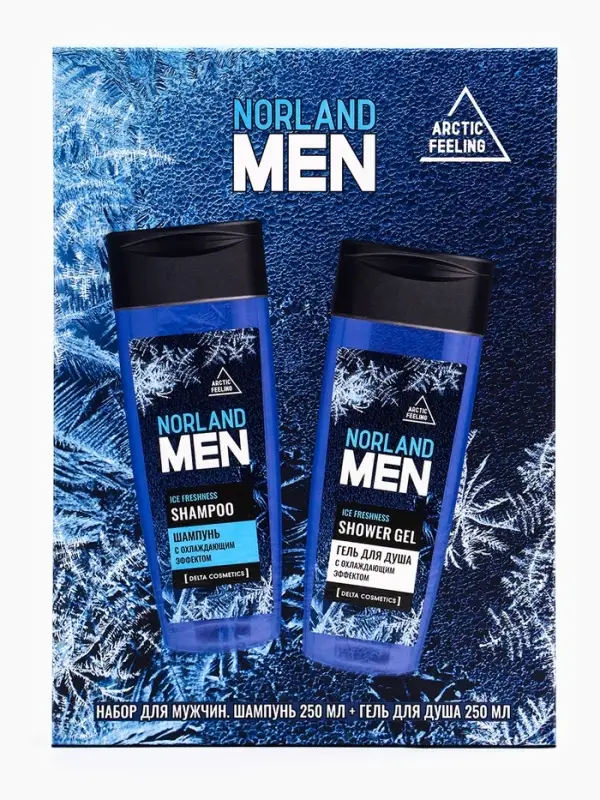 Подарочный набор мужской Norland Men Ice Freshness: гель для душа 250 мл + шампунь 250 мл