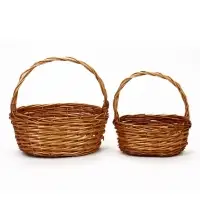 Корзина плетёная для хранения Natu, с ручкой, лоза, цвет медовый, набор 2 шт.