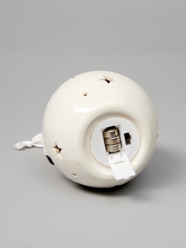 Елочный шар Елочный шар "Дед Мороз" 10х8.6х8.6, 1 LED, LR44x3(в компл.), Т/БЕЛЫЙ