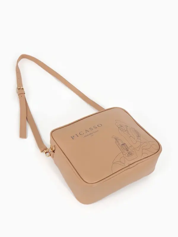 Сумка женская кросс-боди TEXTURA на молнии, 22&times;8&times;17 см, с принтом, бежевая