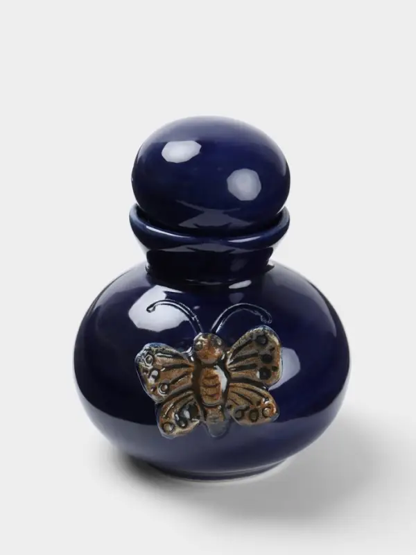Сосуд для масла &laquo;Бабочка&raquo;, 8&times;8&times;10 см, керамика, синий