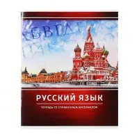 Тетрадь предметная 48 листов в линейку Calligrata, «Металл. Русский язык», обложка мелованный картон, серые листы