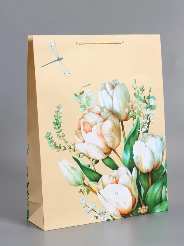 Пакет подарочный "Стрекоза", ламинированный, 33 х 42,5 х 10 см