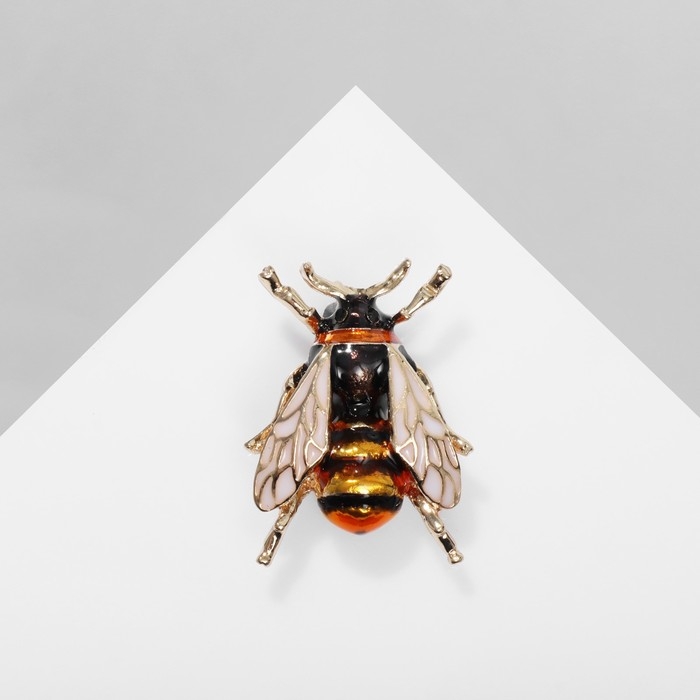 Брошь «Оса» глянцевая, цветная в золоте Брошь «Оса» глянцевая, цветная в золоте