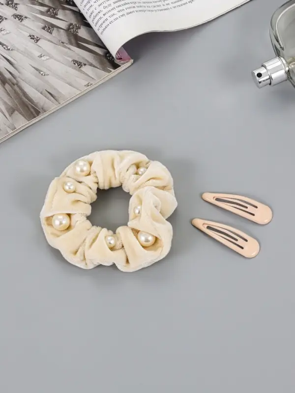 Набор для волос &laquo;Глория грация&raquo;, резинка 7 см, 2 заколки 5 см, бежевый