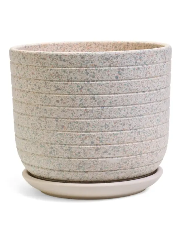 Горшок цветочный с поддоном 2,9 л, белый керамика Горшок цветочный с поддоном 2,9 л, белый керамика "Пряности" (М)