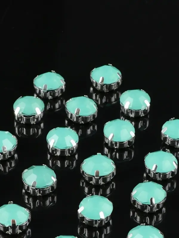 Стразы пришивные «Шатон», круглые, в цапах, d=10 мм, 20 шт., зелёные